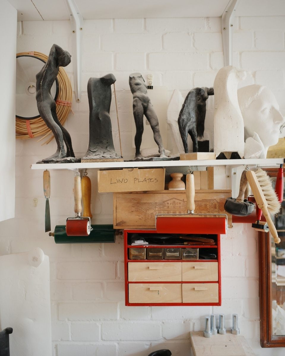 Thomas Merrett’s small-scale sculptures in his studio for Partnership Editions.