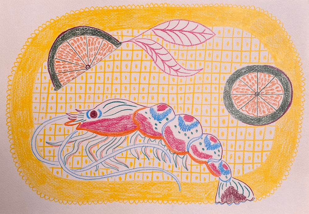 Tiger Prawn Study Pink | Camilla Perkins | Original Artwork | Partnership Editions