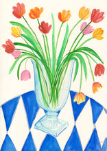 Load image into Gallery viewer, Marylebone Tulips On Blue Table Cloth Print | Frances Costelloe | Limited Edition Giclee Print | Partnership Editions