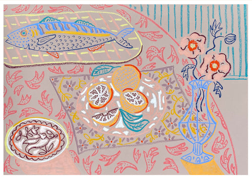 Still Life with Blood Oranges & Mackerel | Camilla Perkins | Original Artwork | Partnership Editions