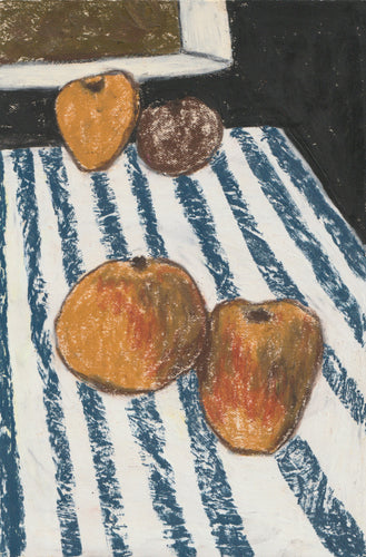 Apples on Striped Tablecloth