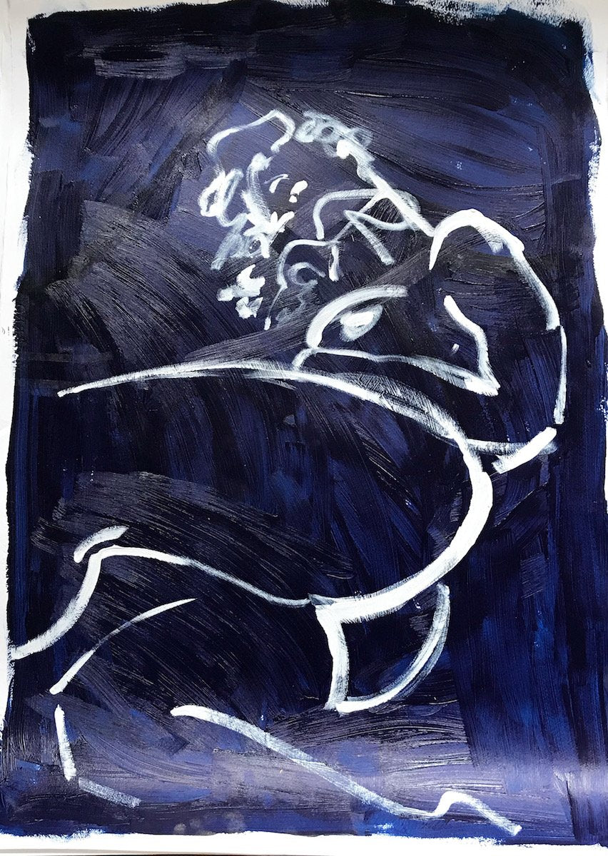 Blue Nude - Ana Resting 1 | Alexandria Coe | Original Artwork | Partnership Editions