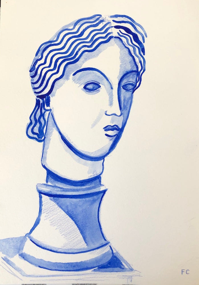 Blue Queen on Plinth | Frances Costelloe | Original Artwork | Partnership Editions