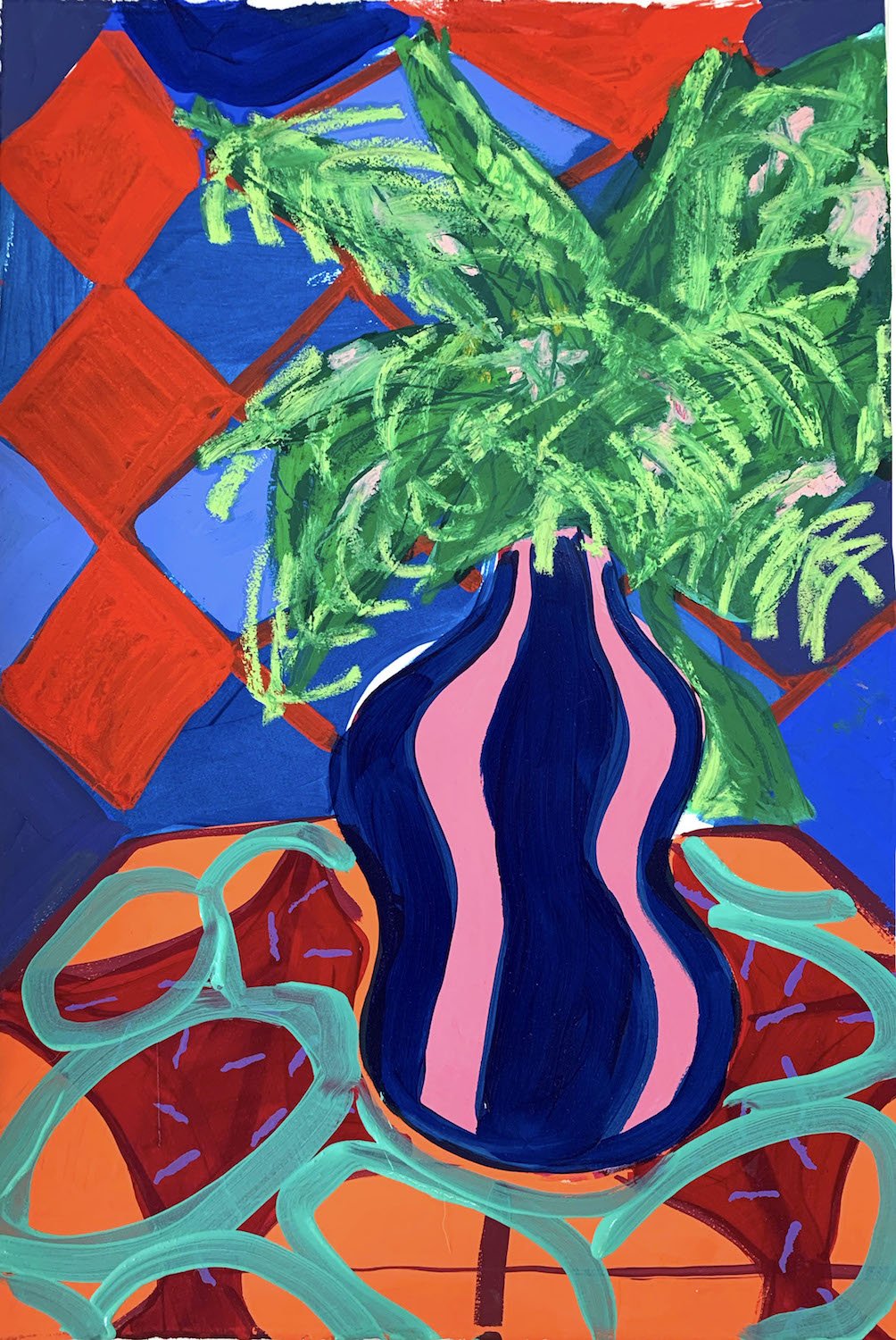 Curvy Vase with Fern | Rose Electra Harris | Original Artworks | Partnership Editions