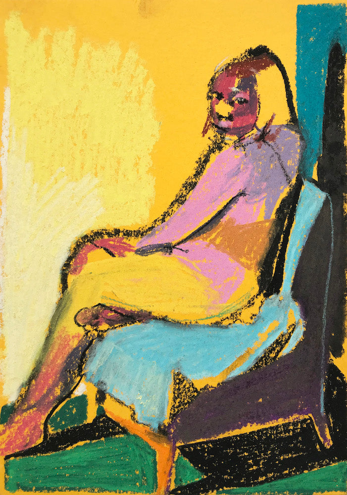 Nude on Yellow with Green Ground