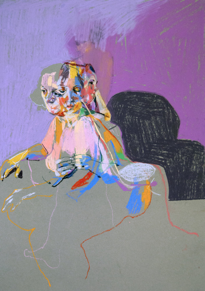 Multi Nude on Grey with Purple Wall & Purple Shadow | Hester Finch | Pastel on Paper | Partnership Editions