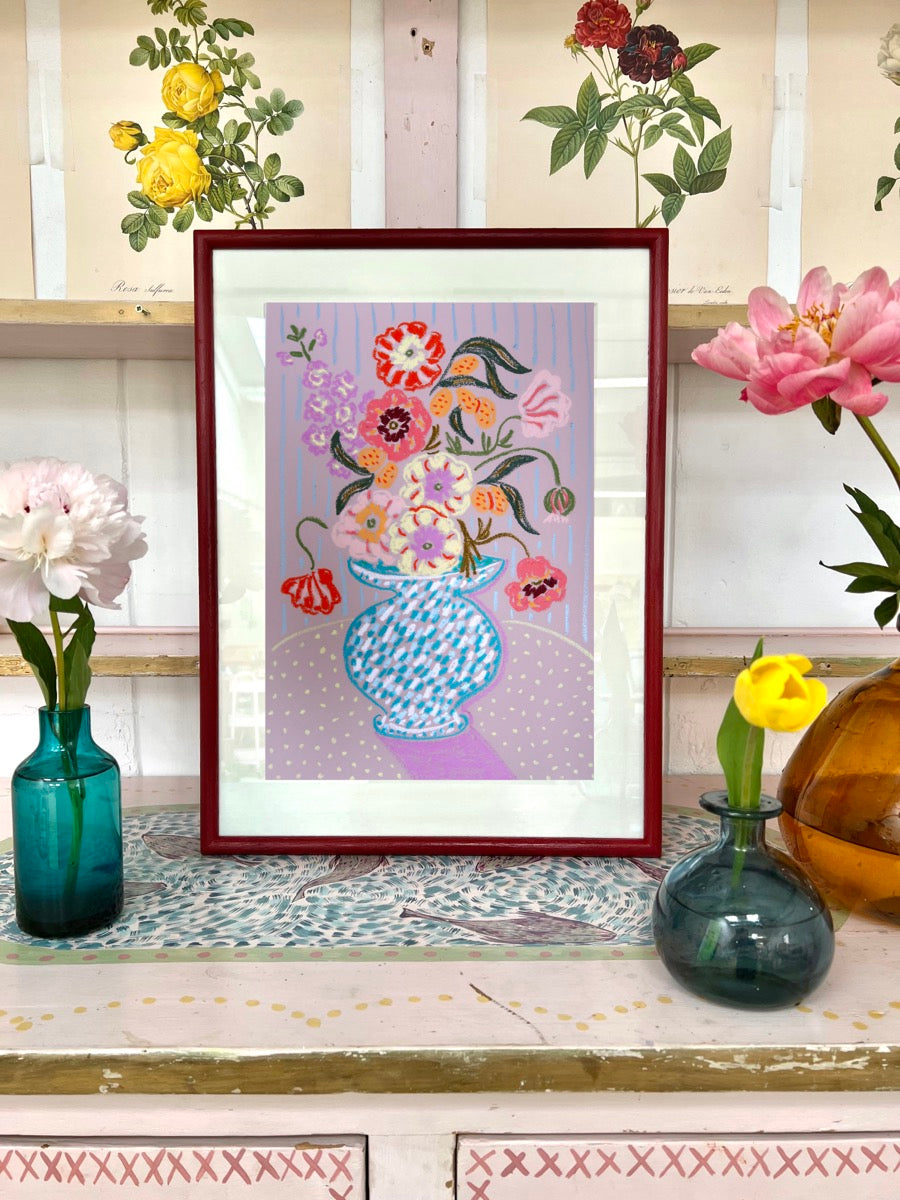 Floral Study on Pink (Framed)