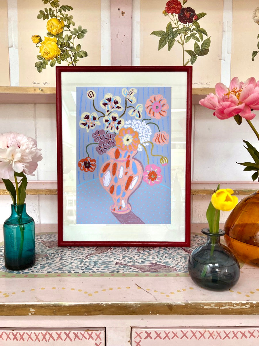 Floral study on Blue (Framed)