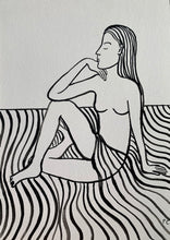 Load image into Gallery viewer, Girl Sitting on Stripes