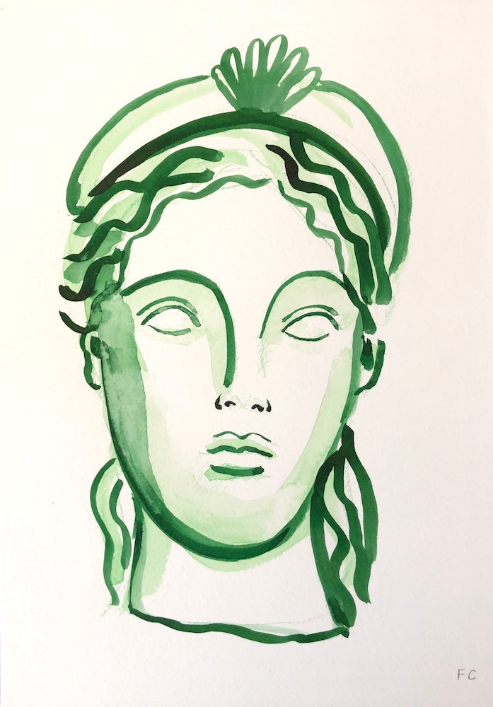 Girl With The Shell Crown In Green | Frances Costelloe | Original Artwork | Partnership Editions