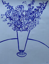 Load image into Gallery viewer, Hatty&#39;s wedding flowers in blue | Frances Costelloe | Original Artwork | Partnership Editions