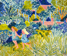 Load image into Gallery viewer, Sisters Run Past the Palms (Framed)