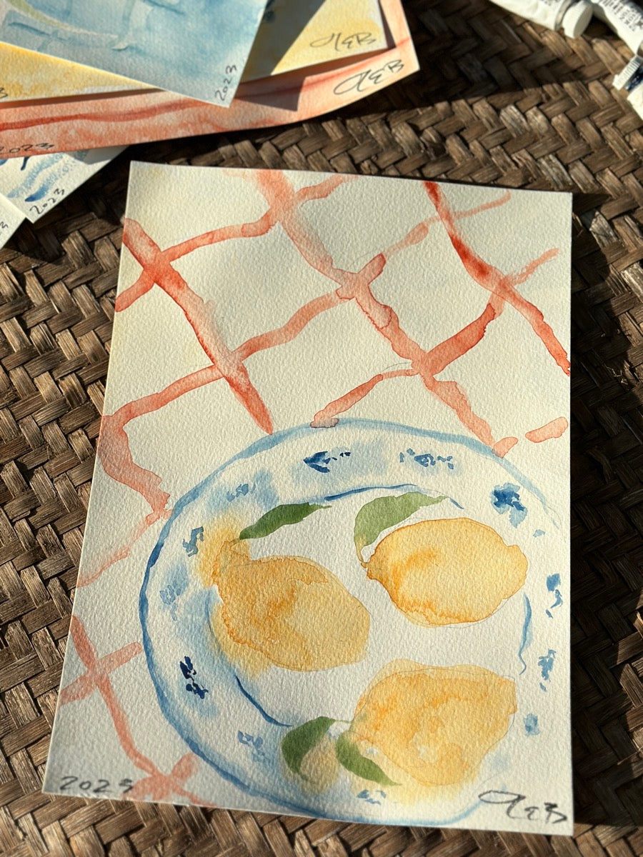 Lemons On Red Linen