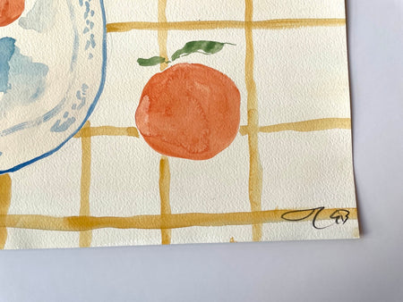 Oranges on Blue Plate