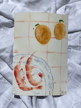 Load image into Gallery viewer, FRAMED Shrimp On Blue Plate Print