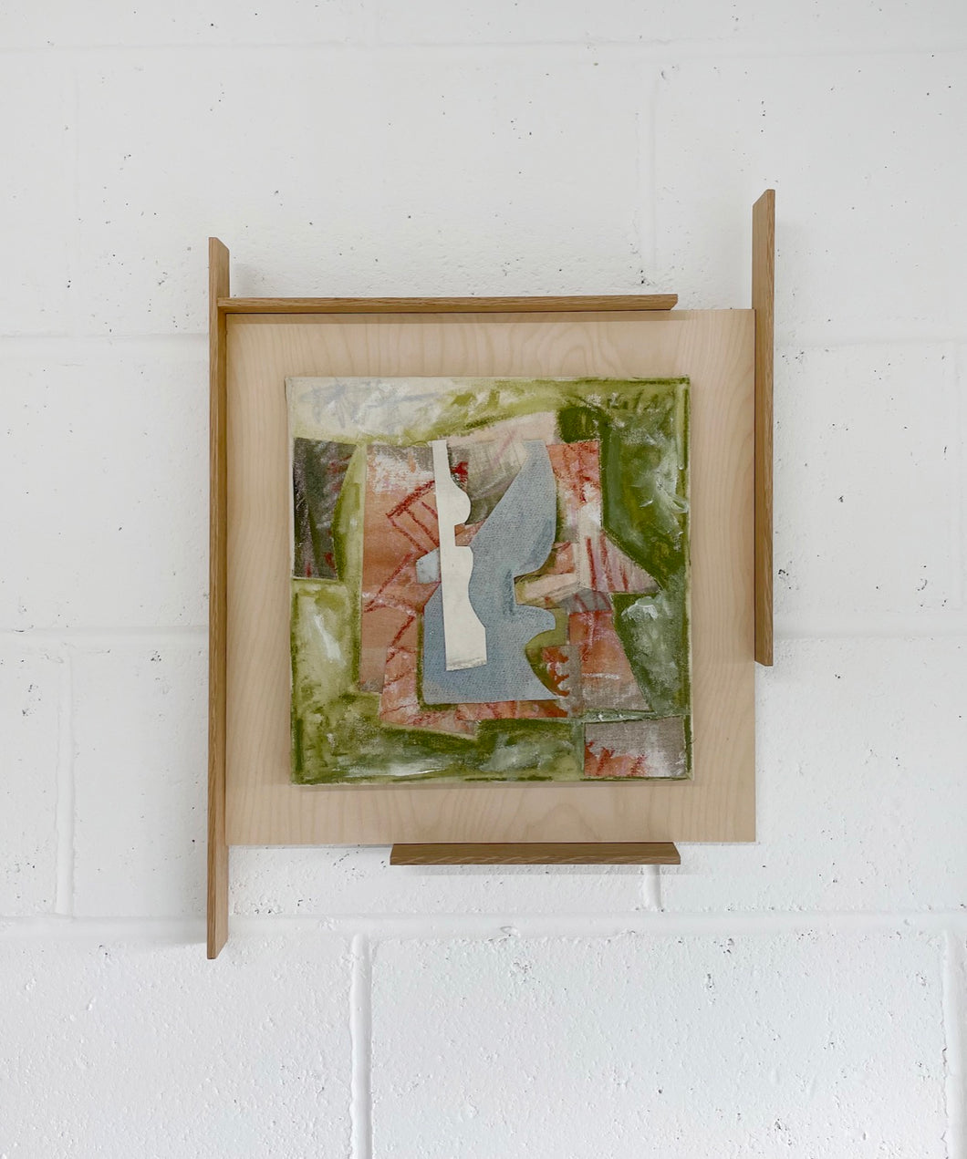 Colourful artwork with abstract wooden framing made by the talented artist Adriana Jaros.