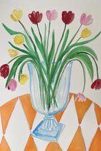 Load image into Gallery viewer, Marylebone tulips with orange table cloth | Frances Costelloe | Original Artwork | Partnership Editions