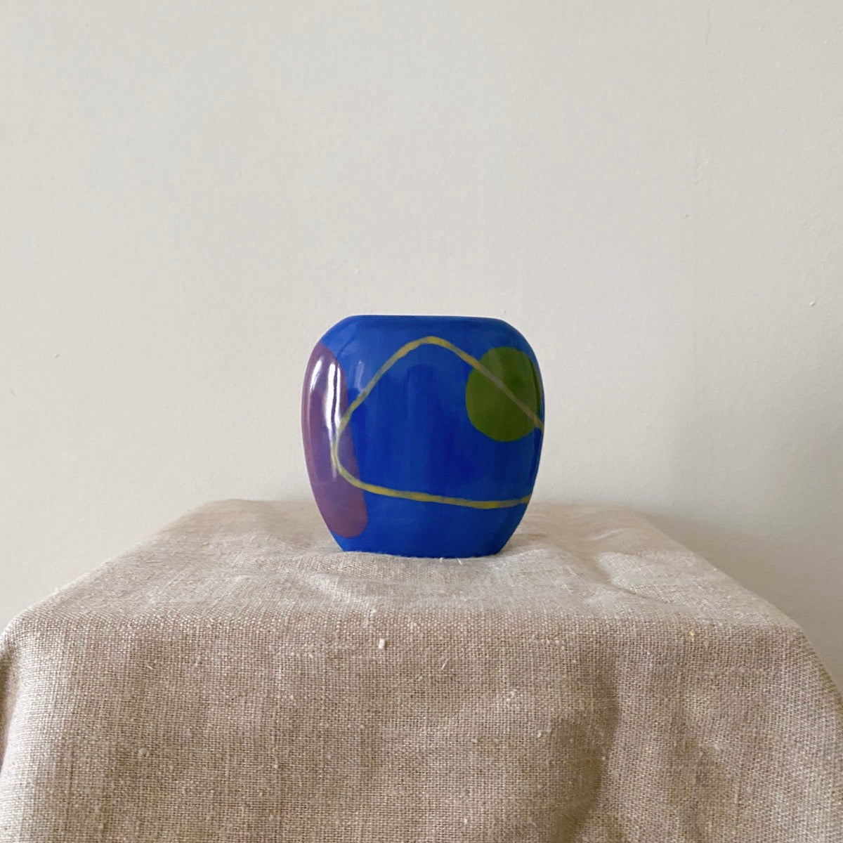 Mediterranean blue small oval-shaped pot
