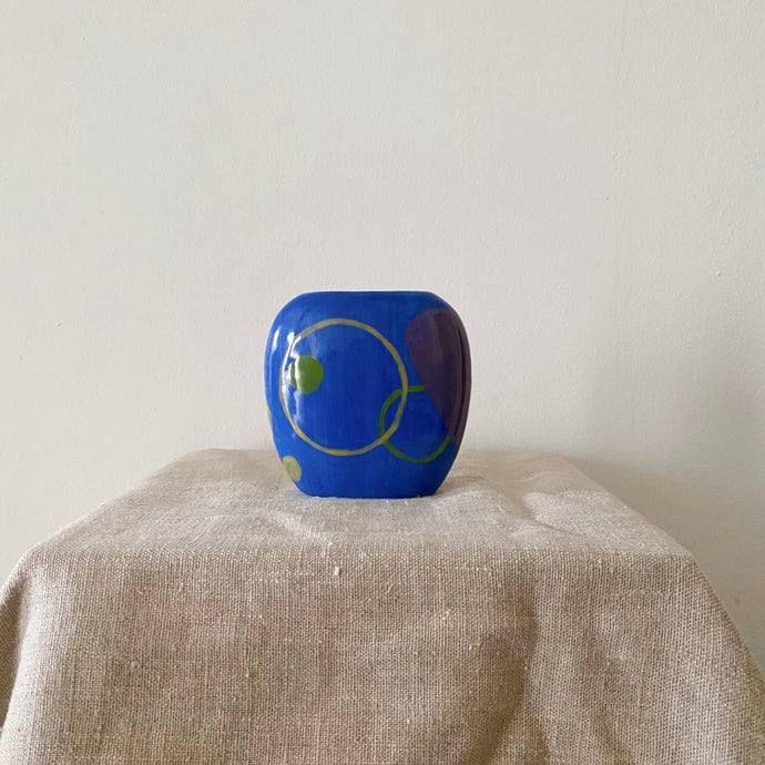 Mediterranean blue small oval-shaped pot