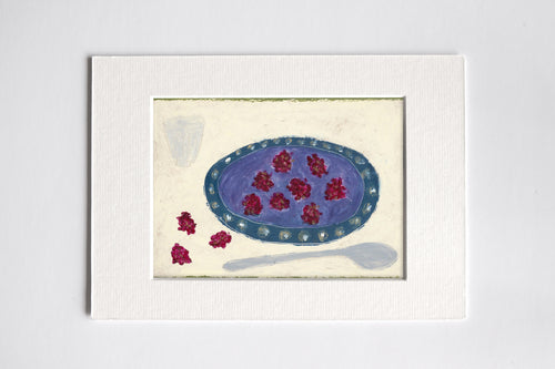 Blackberries on Blue Plate Print
