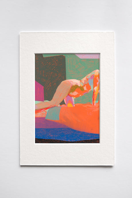 Bed Nude On Orange With Blue And Black Ground Print