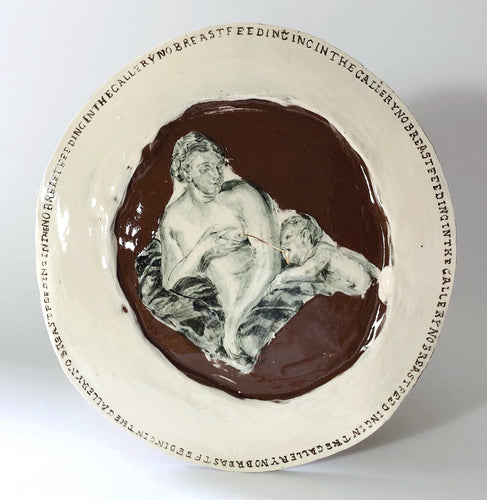 No Breastfeeding In The Gallery -Terracotta shield | Pollyanna Johnson | Original Artwork | Partnership Editions