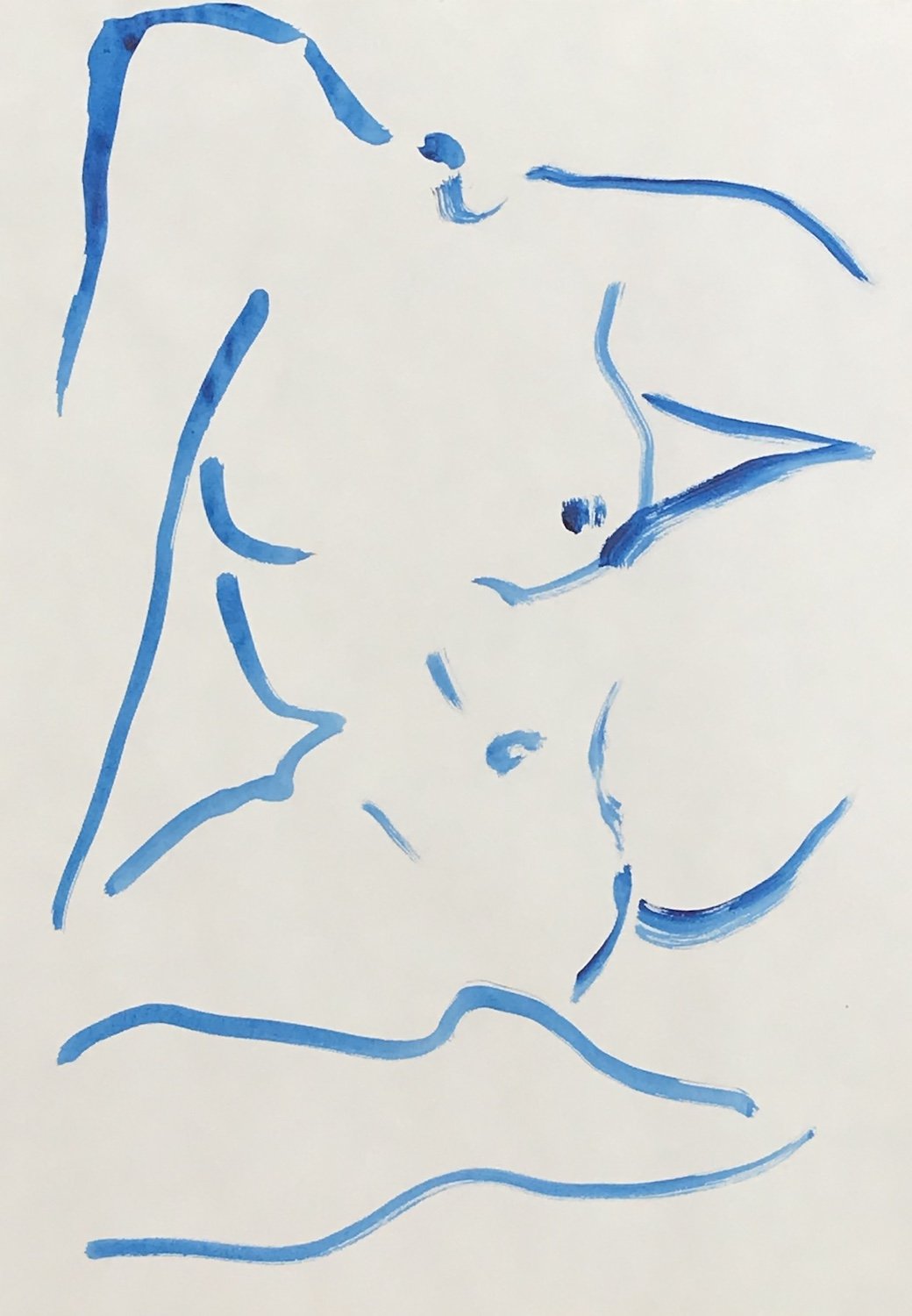 Nude in blue wash 2 | Alexandria Coe | Original Artwork | Partnership Editions