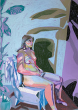 Load image into Gallery viewer, Nude on Purple with Blue Wall and Blue Plant | Hester Finch | Print | Partnership Editions