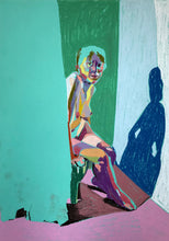 Load image into Gallery viewer, Nude on Turquoise with Curtain and Pink Ground