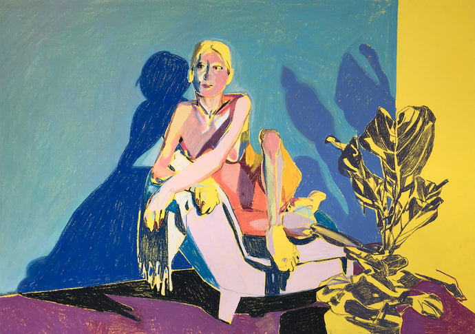 Nude on Yellow with Violet Ground and Plant