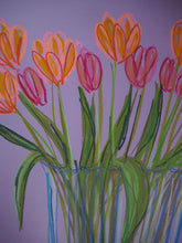 Load image into Gallery viewer, Orange And Pink Tulips On Lilac Ground