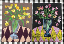 Load image into Gallery viewer, Pink tulips on charcoal ground
