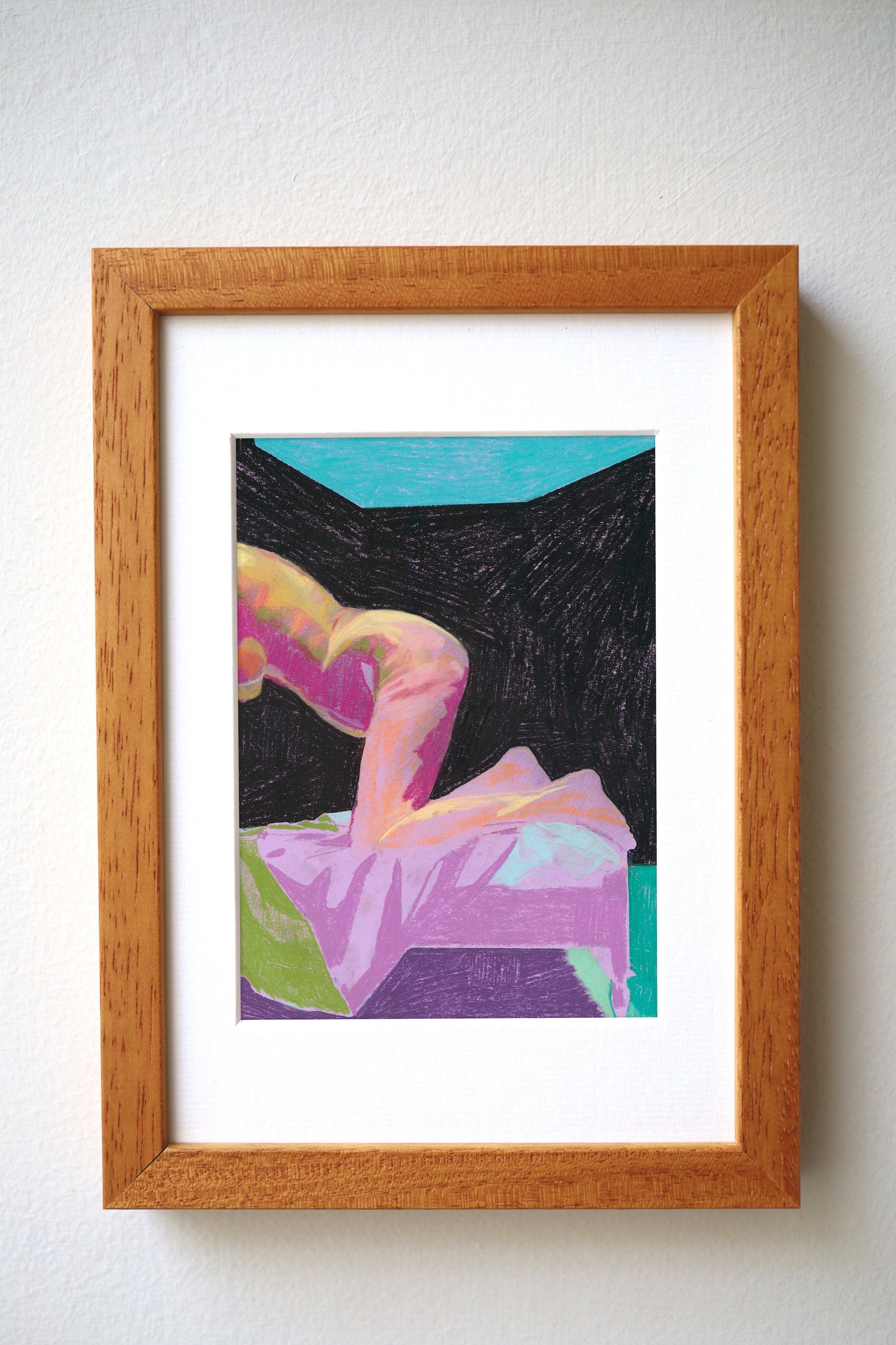 Nude On Purple With Purple And Green Ground Print