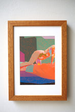 Load image into Gallery viewer, Bed Nude On Orange With Blue And Black Ground Print