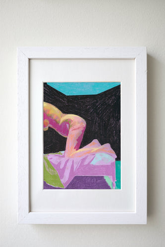 Nude On Purple With Purple And Green Ground Print