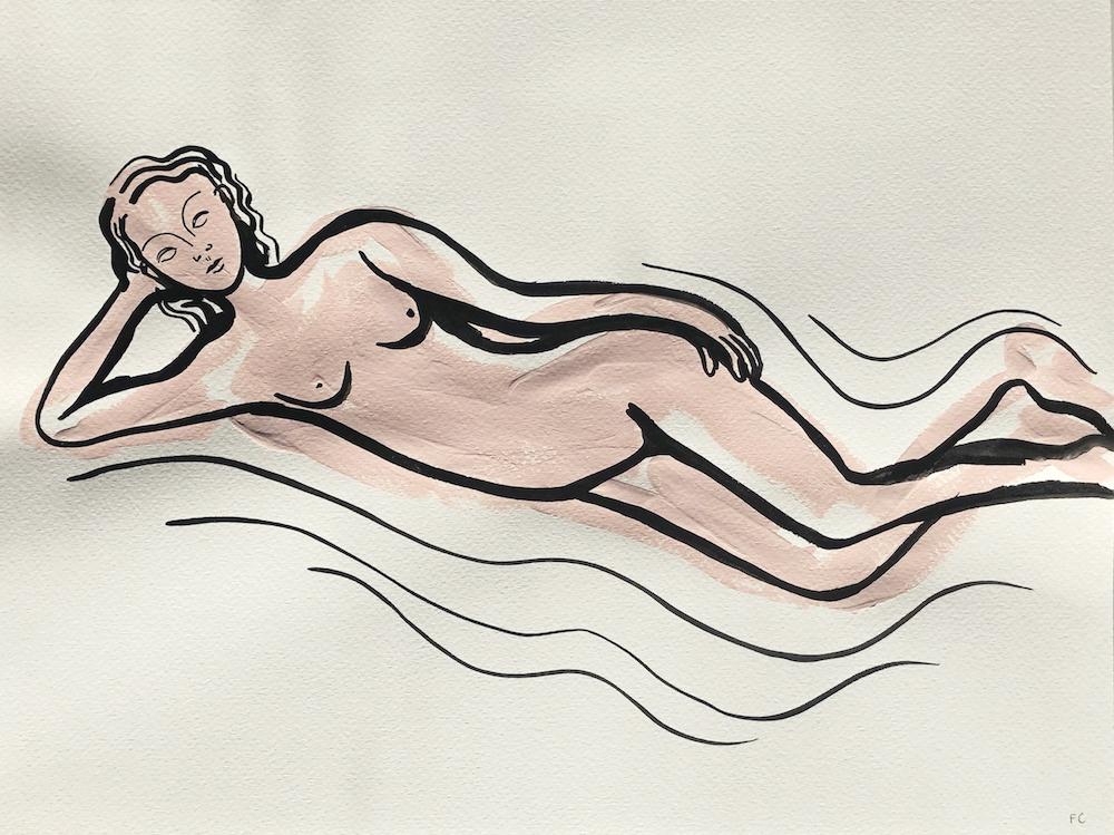 Reclining Nude in pink | Frances Costelloe | Original Artwork | Partnership Editions