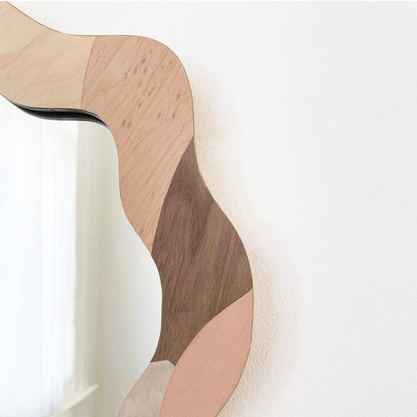 Round Curve Mirror, Natural Tones