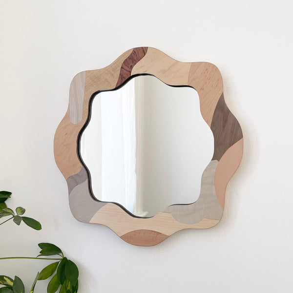 Round Curve Mirror, Natural Tones