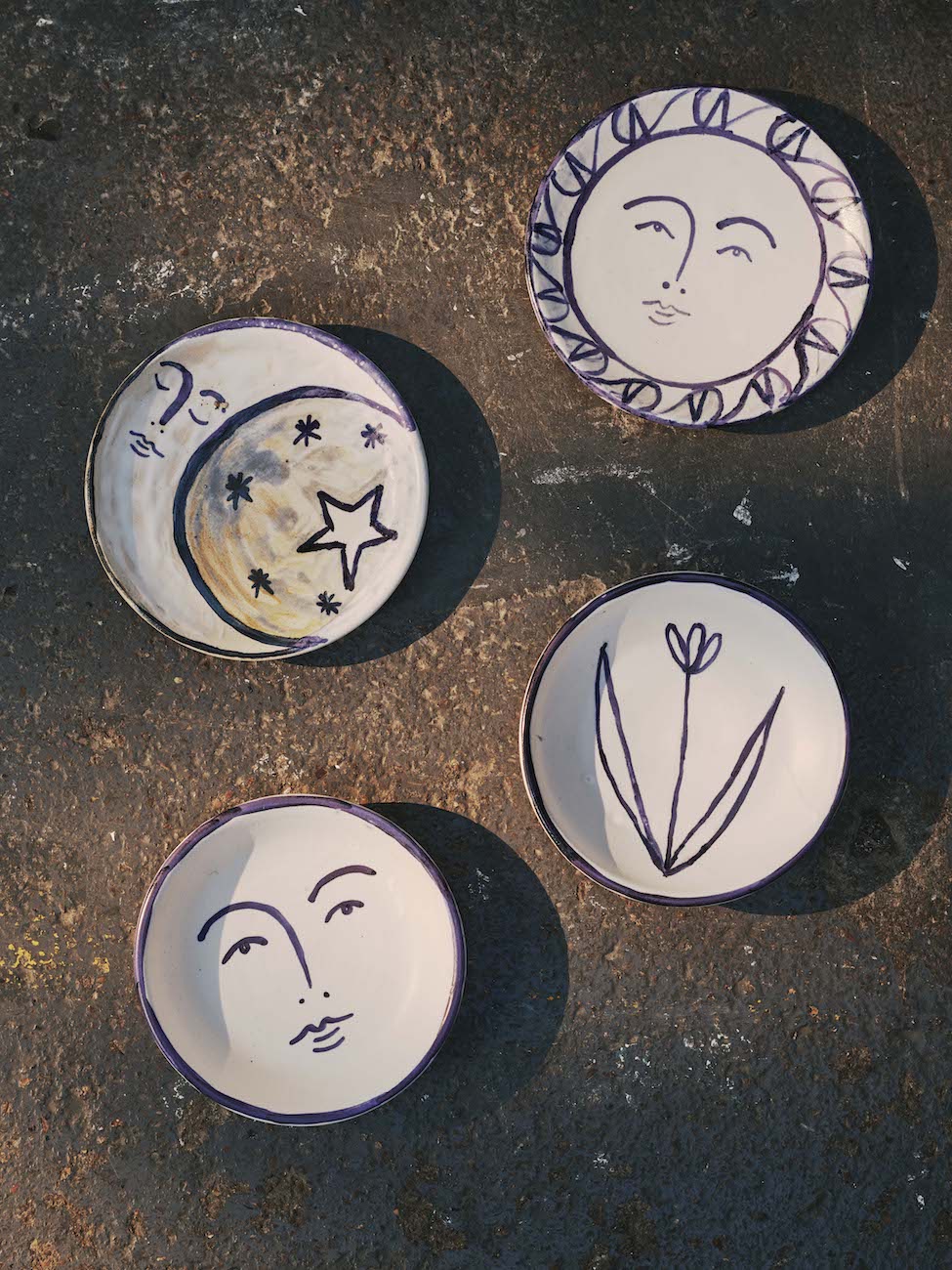 Homeware collection of handpainted ceramic plates by emerging artist Frances Costelloe.