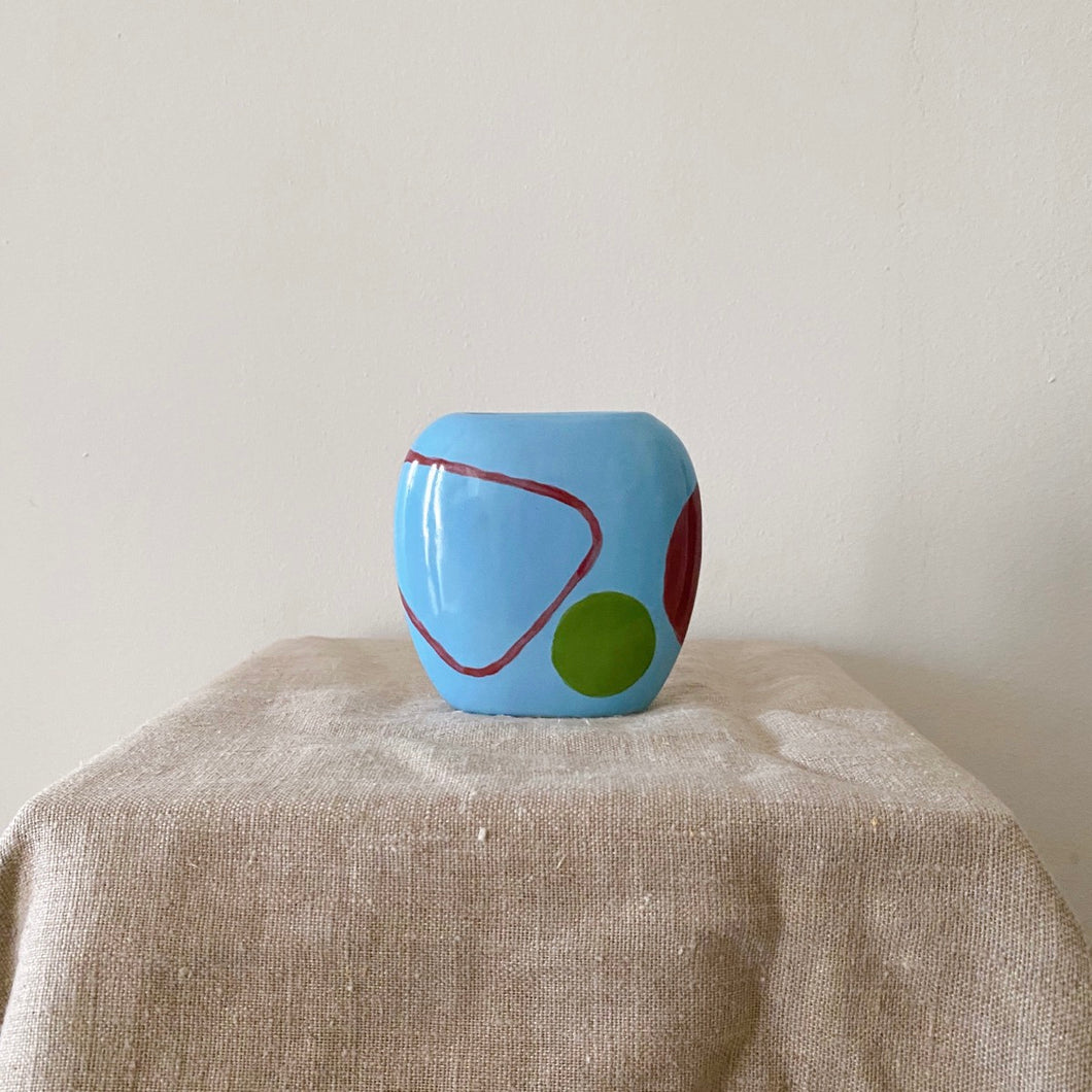 Sky blue small oval-shaped pot