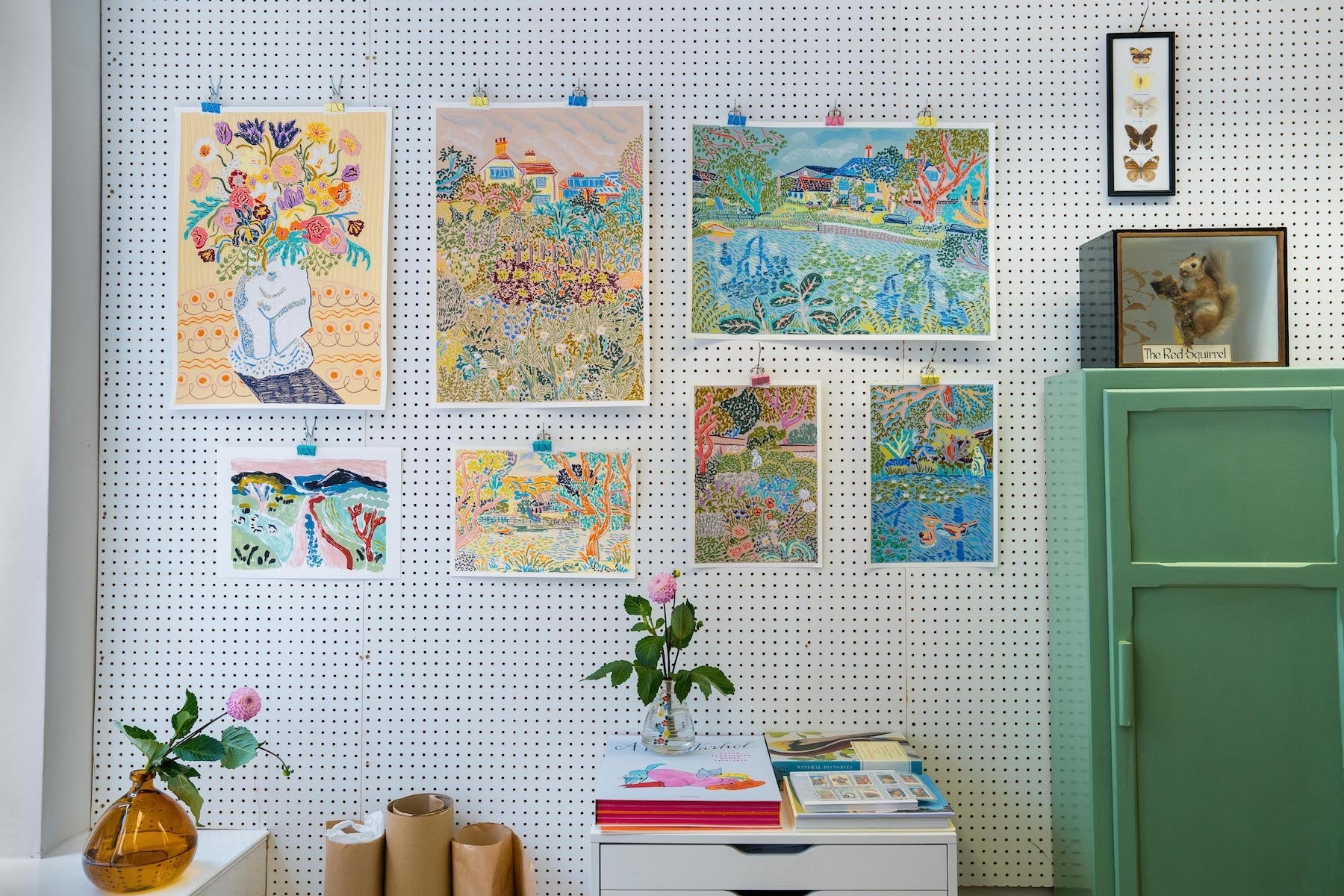 Art studio wall hang by rising artist Camilla Perkins.