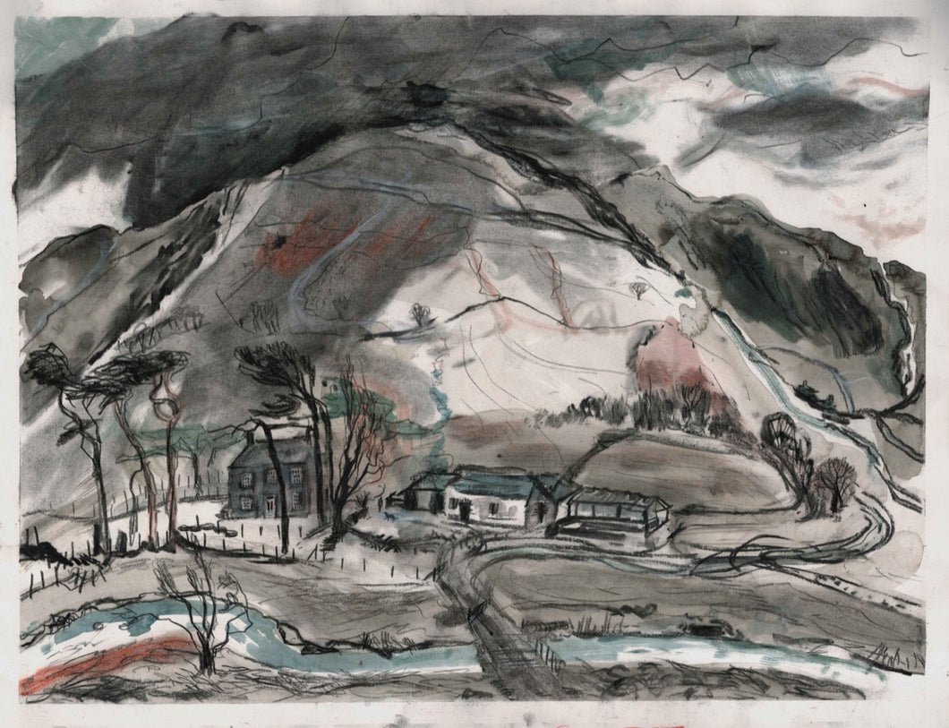 Tymawr Cwmystwyth, Elan Valley | Josephine Birch for Partnership Editions | Watercolour and charcoal