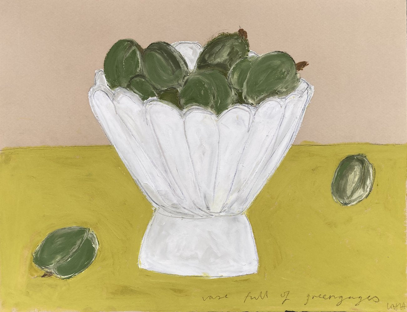 Vase full of greengages | Lottie Hampson | Original Artwork | Partnership Editions