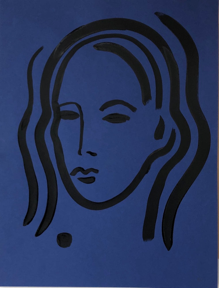 Wavey Hair on Blue | Frances Costelloe | Original Artwork | Partnership Editions