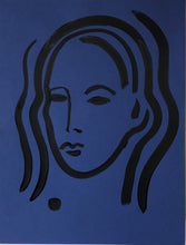 Load image into Gallery viewer, Wavey Hair on Blue | Frances Costelloe | Original Artwork | Partnership Editions