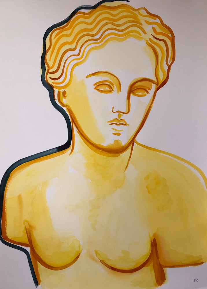 Woman's Classical Bust in Yellow | Frances Costelloe | Original Artwork | Partnership Editions
