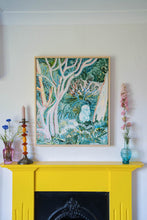 Load image into Gallery viewer, Colourful artwork by Camilla Perkins framed in birch moulding.