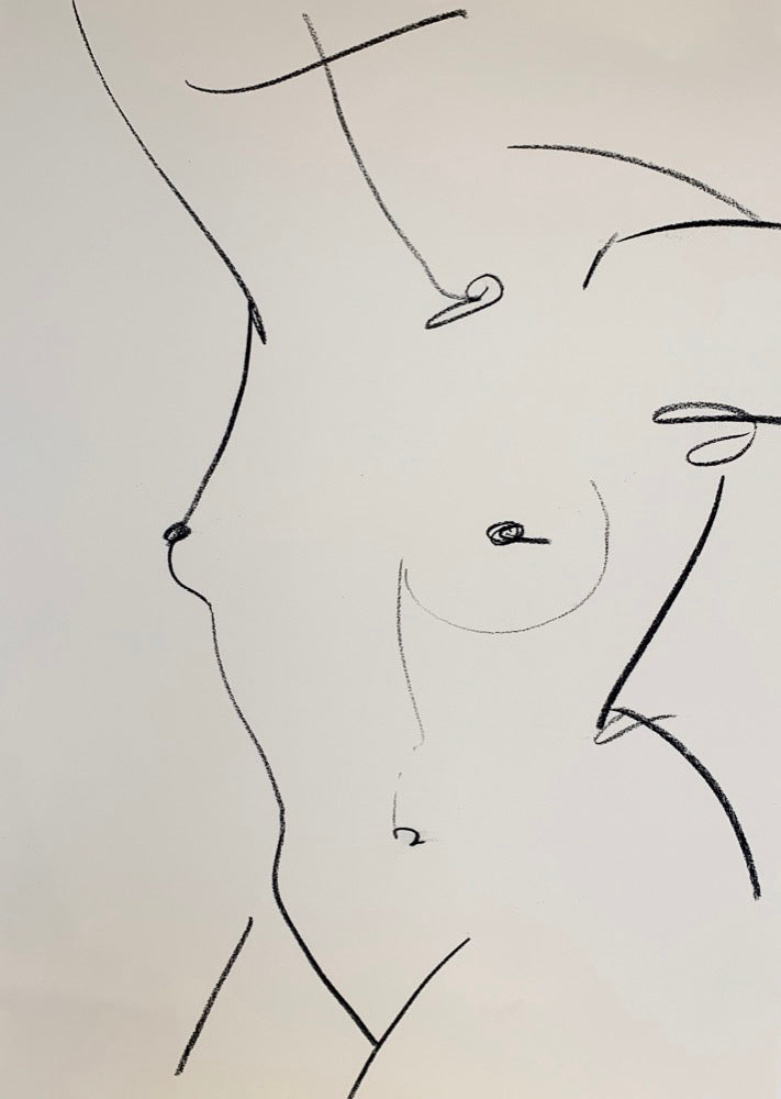 Alexandria Coe | Extra Large Studio Nude 1 | Charcoal on Paper | Original Artwork | Partnership Editions 