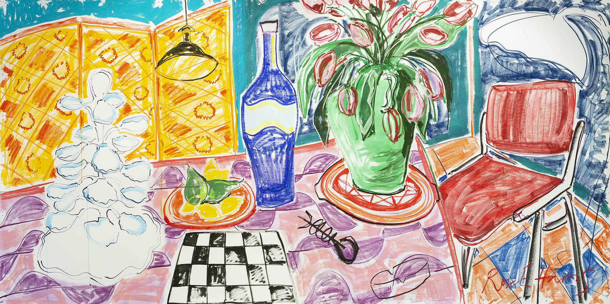 Oyster Stand with Tulips | Rose Electra Harris | Original Artwork | Partnership Editions